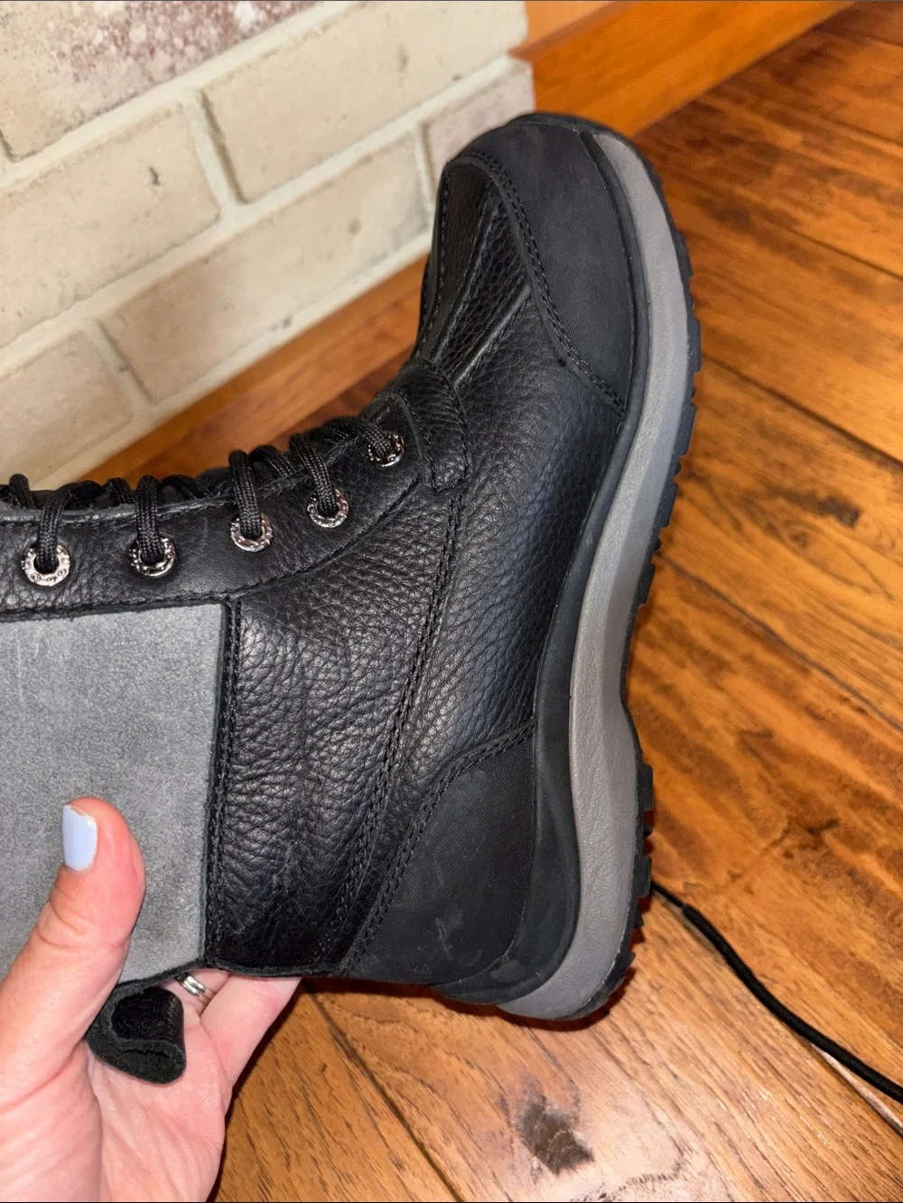 UGG Men’s Black and Gray Lace-Up Insulated Snow Boots
